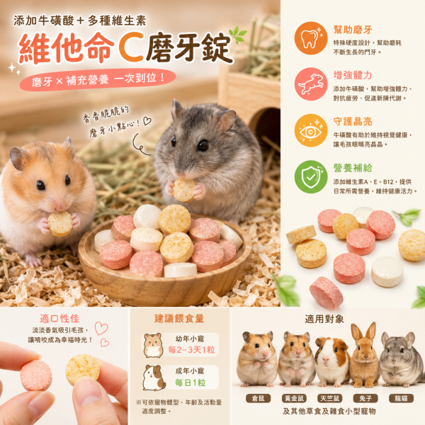 維他命c磨牙錠(添加維生素/牛磺酸)-20片入