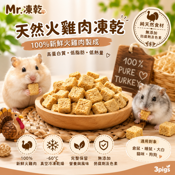 Mr.凍乾-天然火雞肉凍乾7g