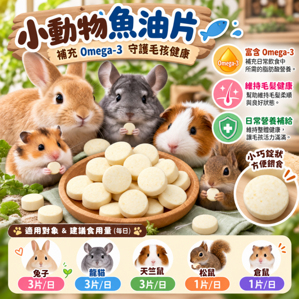 小動物魚油片｜Omega-3毛髮營養補充20片入