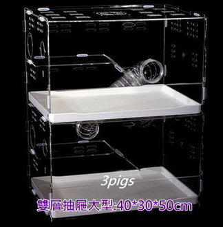 6.0壓克力抽屜雙層別墅水晶籠-特大號(空籠)40*30*50