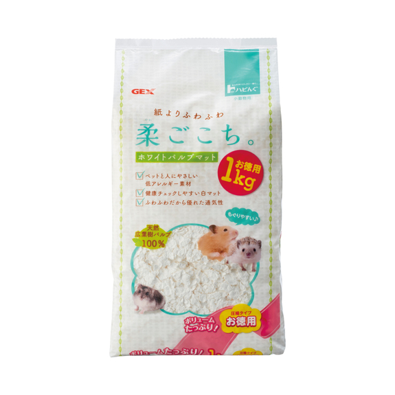 GEX 小動物柔軟白淨棉紙墊料1公斤(紙棉)