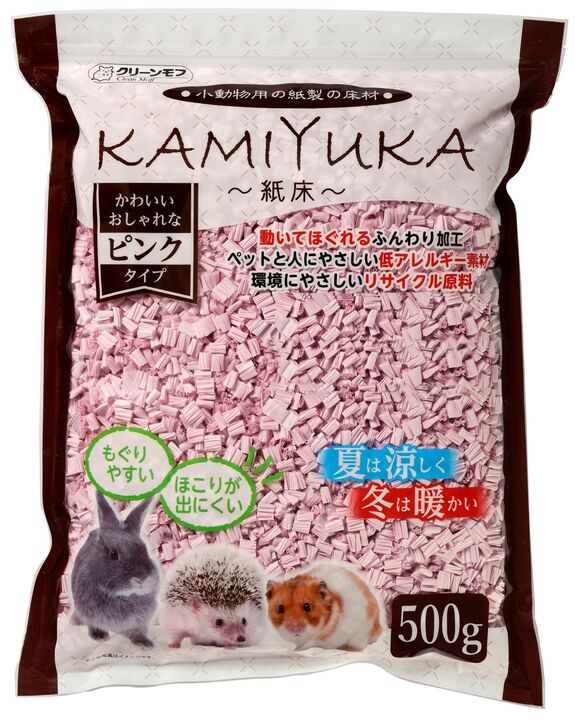 日本 clean one 小動物專用紙床/墊材 500g-粉色(原包裝-大)